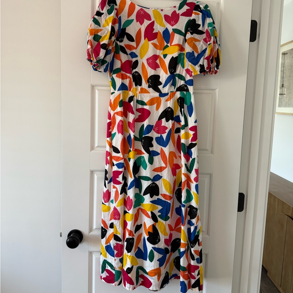 Colorful Leaf Print Maxi Dress